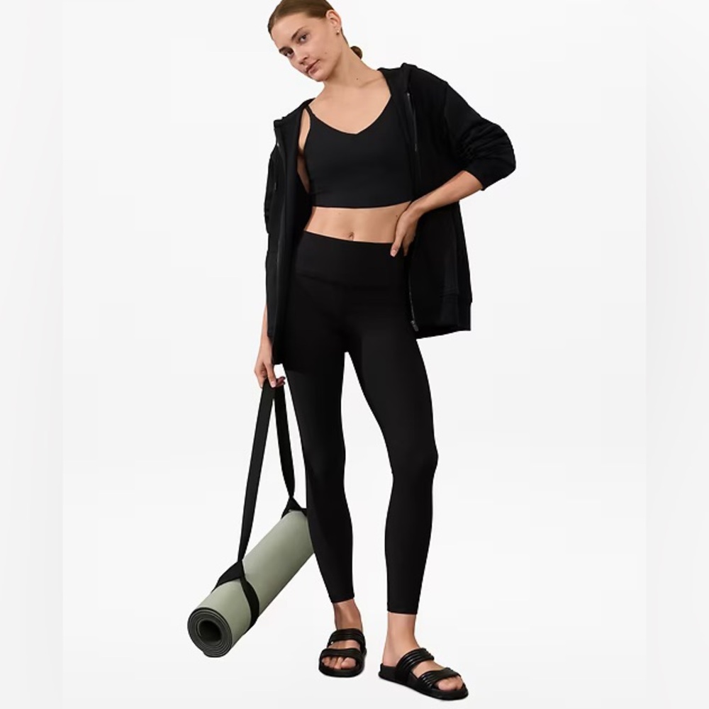 Athleta salutation stash pocket 7/8 black rib crop EUC - Picture 6 of 7